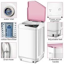 full automatic washing machine 7 7 lbs washer spinner germicidal uv light pink