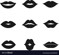 lips black shape icon set royalty free