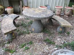 French Faux Bois Table And Two Benches