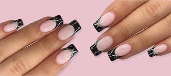 12 black french tip nails to fall in