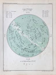 Antique Astronomy Print Celestial Star Chart For August