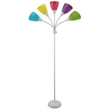 Mainstays White 5 Light Floor Lamp With Multi Colored Shades Walmart Com Walmart Com