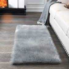 grey faux fur floor rugs size