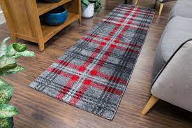 grey red tartan carpet runner made to