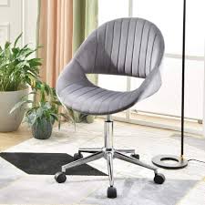 Free shipping on orders $35+ & free returns. Xizzi Cute Desk Chair Adjustable Swivel Office Chair For Girl Velvet Chair With Wheels Light Grey Chrome Frame