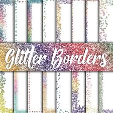 Rainbow Glitter Borders Digital Paper