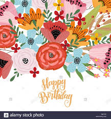 Happy Birthday Postcard Template With Cute Hand Drawing