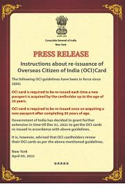 Oci renewal process simplified ; Welcome To Consulate General Of India New York Usa