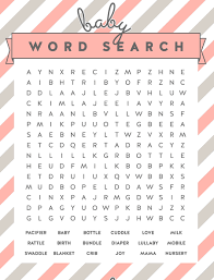 Free Baby Shower Word Search Puzzles