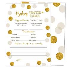 Gooji Baby Shower Prediction And Advice Card Games 50 Pack Gold Themed Play Charts High Quality Cardstock Rich Colors And Graphics Faux Gold