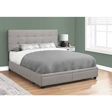 Monarch Specialties Bed In Grey Linen