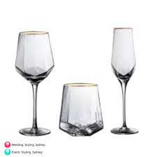 Pink Gold Rimmed Glassware For Hire For