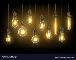 Hanging Lamps Or Light Bulbs On Wire Royalty Free Vector
