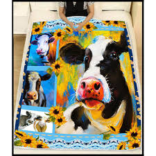 colorful cow fleece quilt blanket cow
