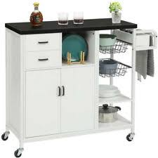 Compare prices on popular products in home furniture. Rolling Kitchen Island Trolley Cart With Storage Drawer Basket Wine Rack White For Sale Online Ebay