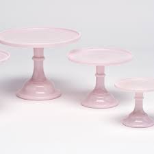 Pink Mosser Pedestal Cake Stand Set