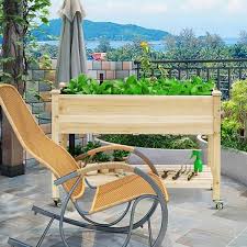 Ejoy 48 In X 20 In X 30 In Wooden Elevated Planter Bed Unfinished Wood