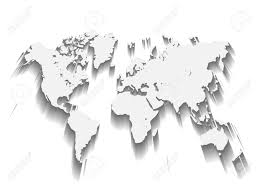 White Vector Map Of World Modern Flat Design With Dropped Long