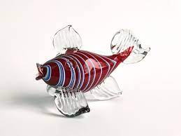 Murano Red Glass Fish Sculpture Vintage