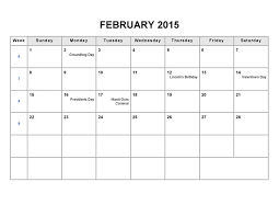Printable Blank Monthly Calendar 2015 February Printable