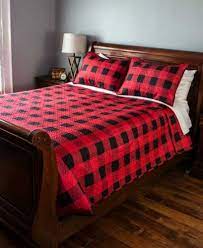 Red Black Buffalo Plaid Bedroom Full