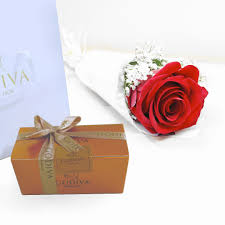 single red rose with iva box of