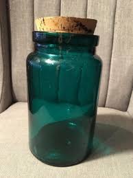 Teal Glass Canister With Cork Top