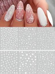 white snowflake nail art stickers 6pcs