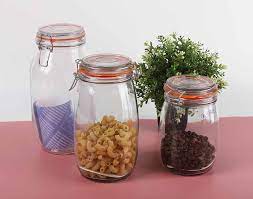 Mouth Glass Storage Jars With Clamp Lids