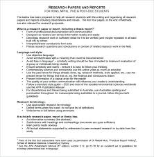Report Paper Template Sample Research Report Outline