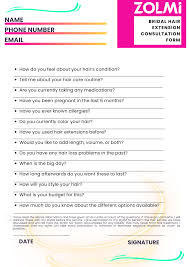 hair stylist client consultation form