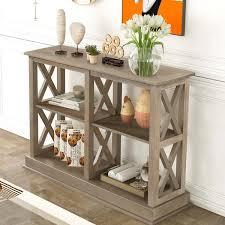 Rectangle White Wash Wood Console Table