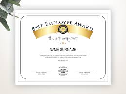 Use our drag and drop tool to personalise the. Best Employee Award Employee Award Template Editable Logo Etsy Award Template Employee Awards Good Employee