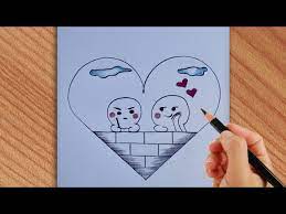 cute love drawing with pencil
