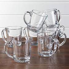 Moderno Clear Glass Coffee Mug Set Of
