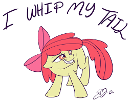 58263 - safe, artist:probablyfakeblonde, apple bloom, pony, animated,  female, gif, i whip my hair back and forth, simple background, solo, tail  wag, white background - Derpibooru