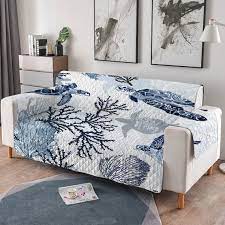 Blue Sea Turtles Quilted Couch Cover