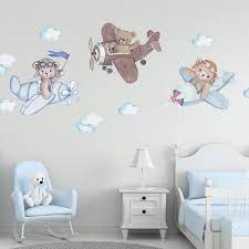 Pilot Teddy Bears Baby Boy Room Wall