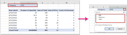 how to link pivot table filter to a