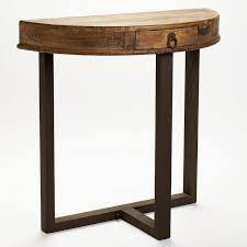 Brown Rustic Half Round Console Table