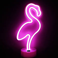Xiyunte Pink Flamingo Neon Light Led Flamingo Lights With Detachable Holder Base Usb Or Battery Operation Flamingo Lamp Pink Signs With Button Light Up Kids Room Bar Party Wedding Christmas