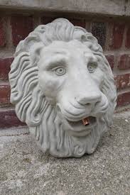 Lion Head Grey Concrete Sculpture