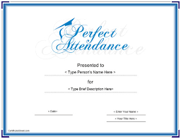 Perfect Attendance Certificate Free Template Condo Financials Com