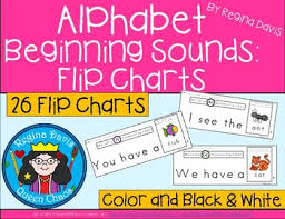 A Alphabet Flip Charts Beginning Sounds 26 Letters Color And Black White