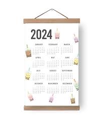 2024 Bubble Tea Wall Calendar With
