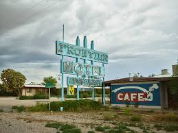 frontier motel sign along historic u s