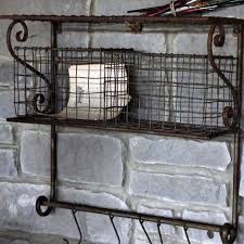 Wire Basket Wall Shelf With Hooks
