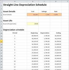 straight line depreciation schedule