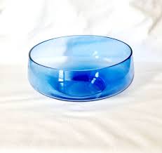 Vintage Clear Blue Glass Fruit Bowl