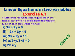 Linear Equations In Two Variables Class